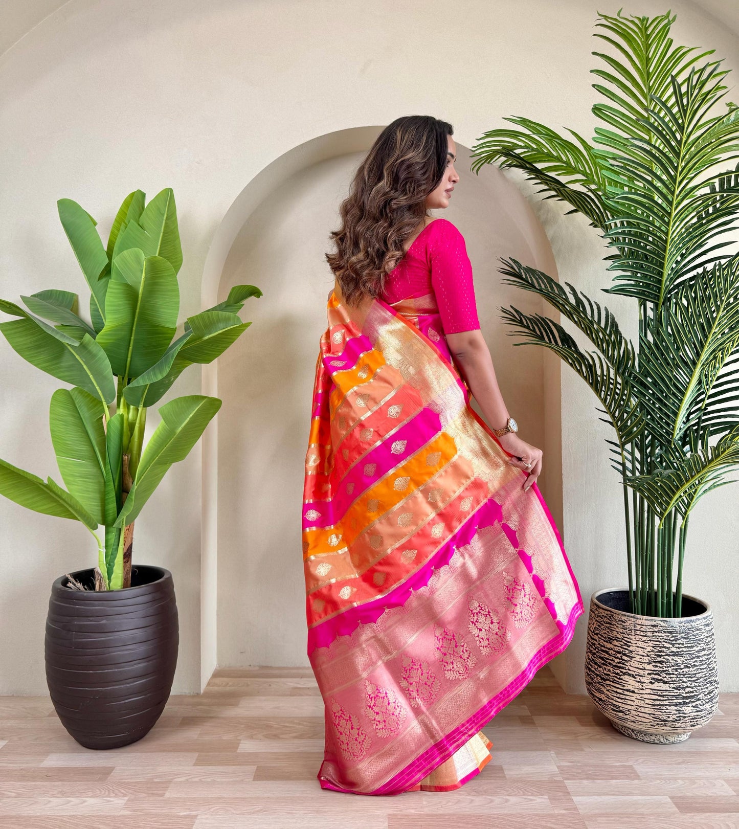 Tissue silk saree with meenakari work
