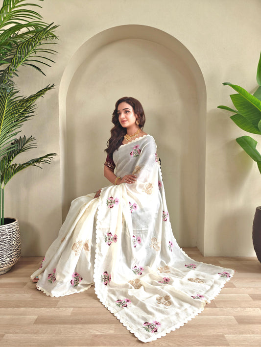 Kota Doriya Embroidered saree