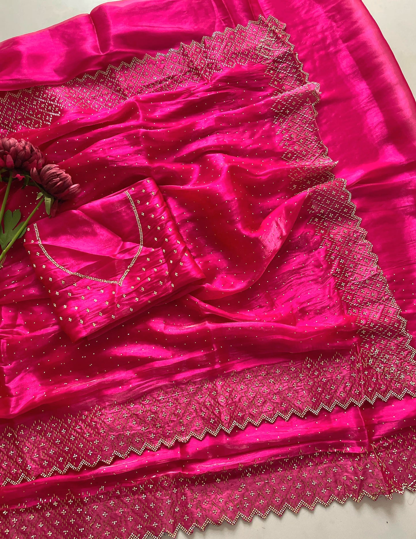 Very beautiful silk saree with blouse material