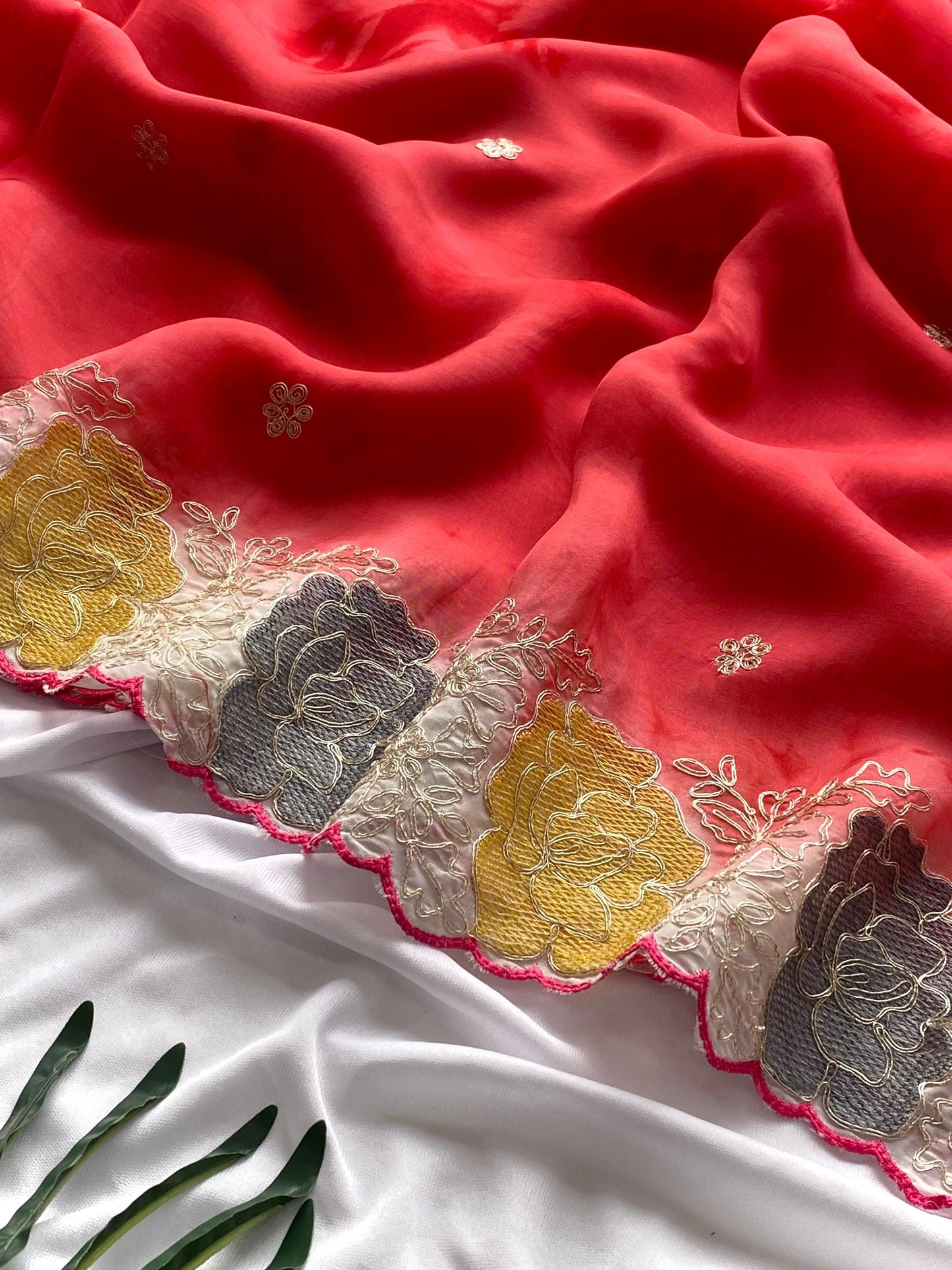Pure Organza  saree with embroidery work
