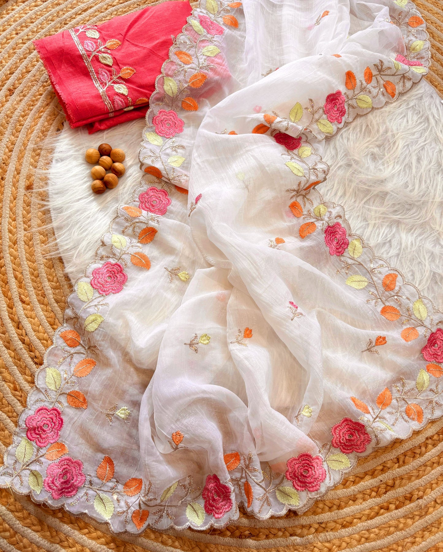 Beautiful chiffon saree with embroidery