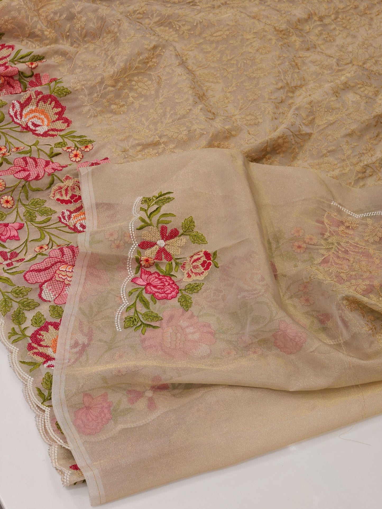 Premium Tissue silk saree with embroidery