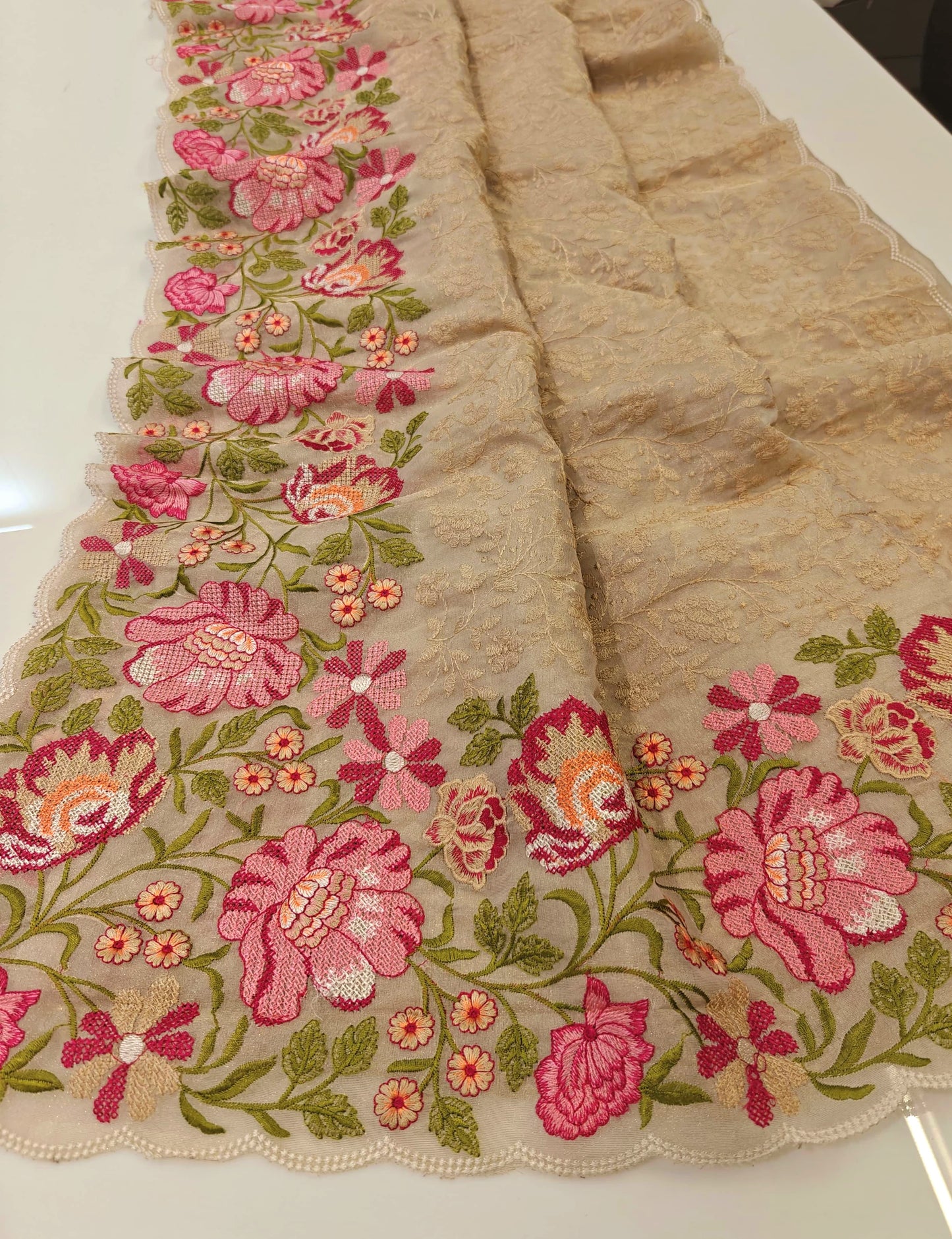 Premium Tissue silk saree with embroidery