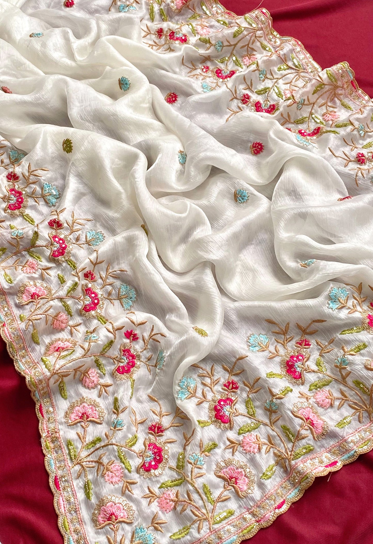 Pure Russell  crush silk  jimichu saree