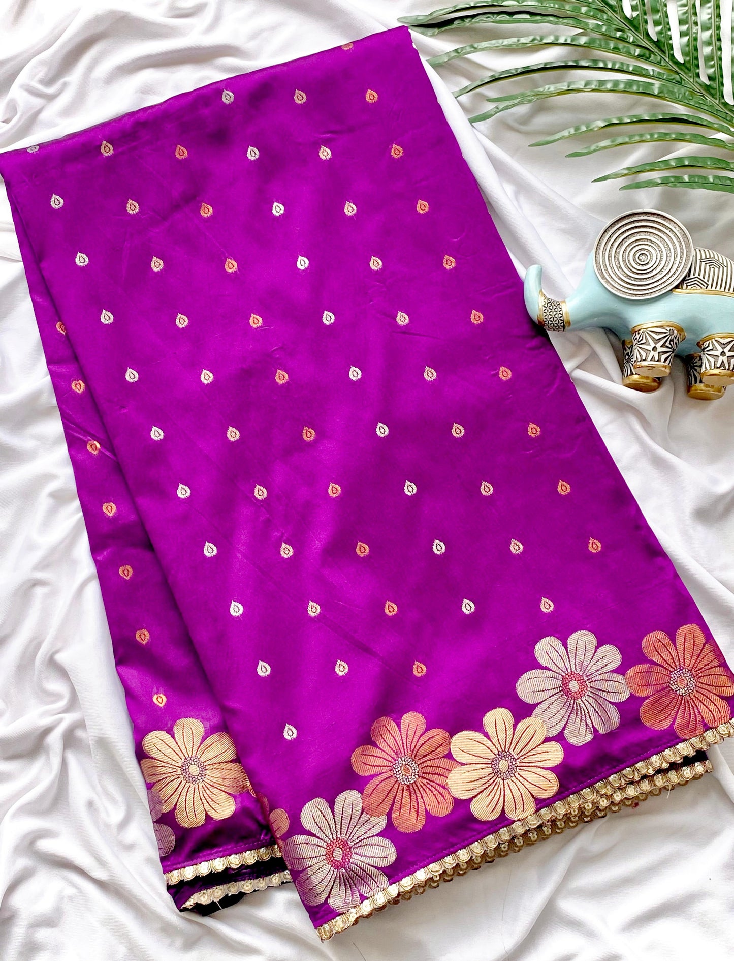 Pure soft silk saree with copper weaving
