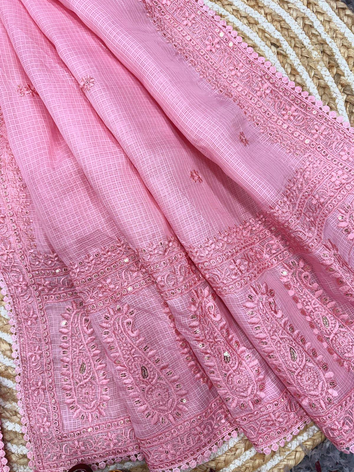 Kota saree with sequence and Thread embroidery