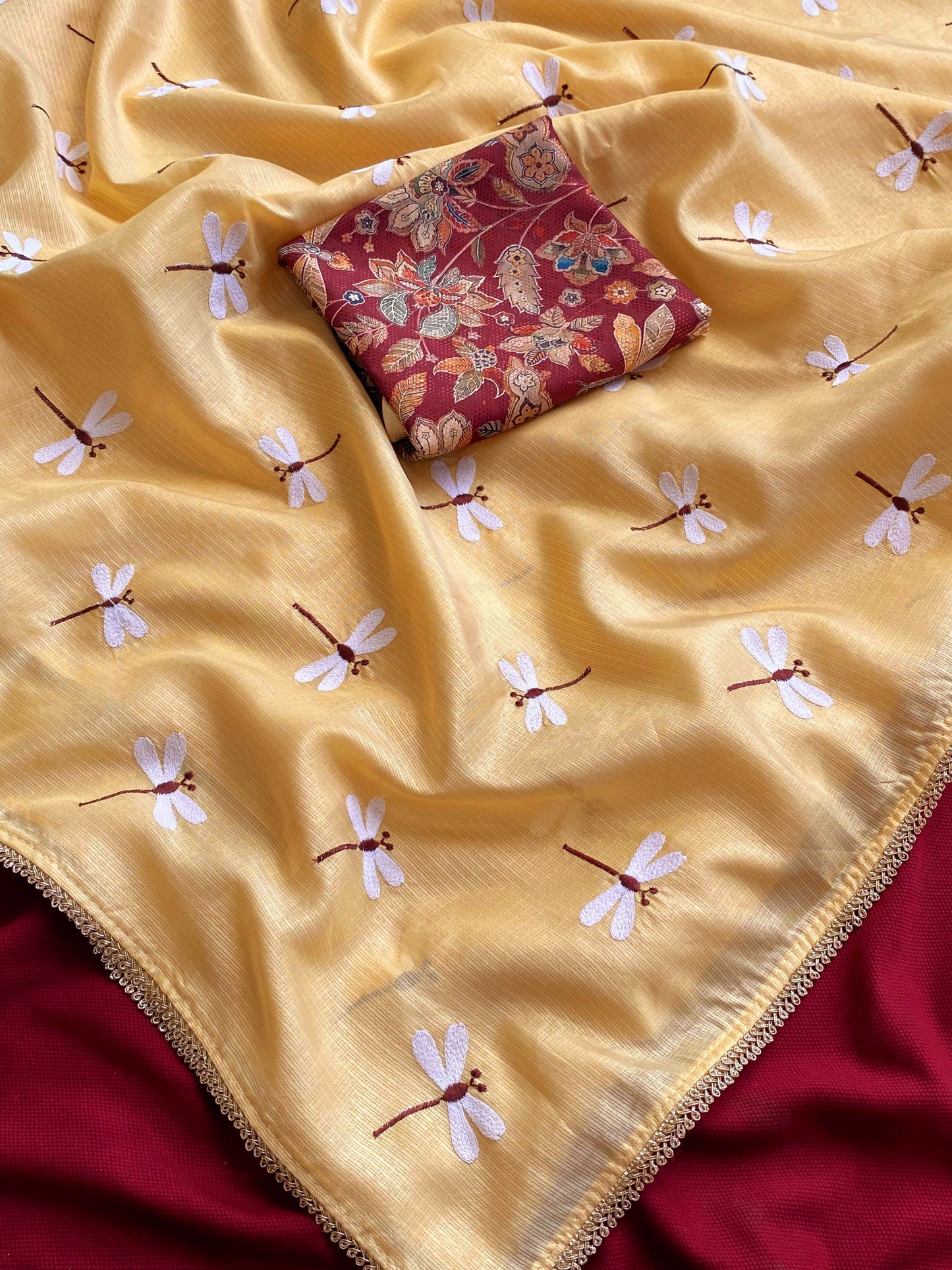 Kota saree with butterfly embroidery