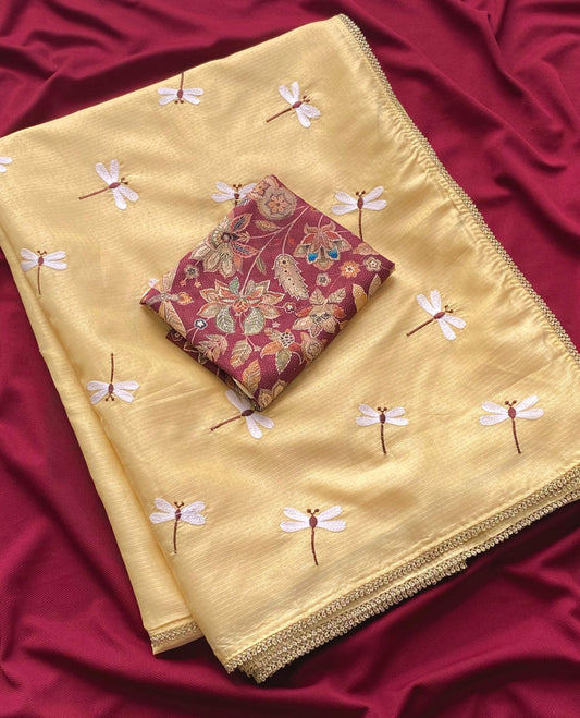 Kota saree with butterfly embroidery