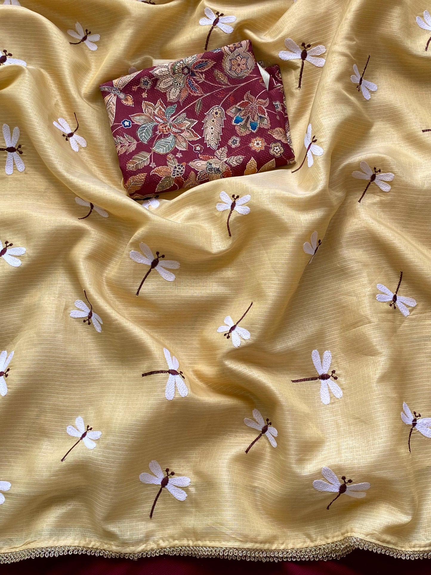 Kota saree with butterfly embroidery