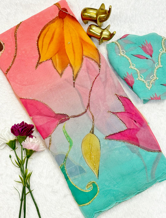 Beautiful chiffon digital print saree