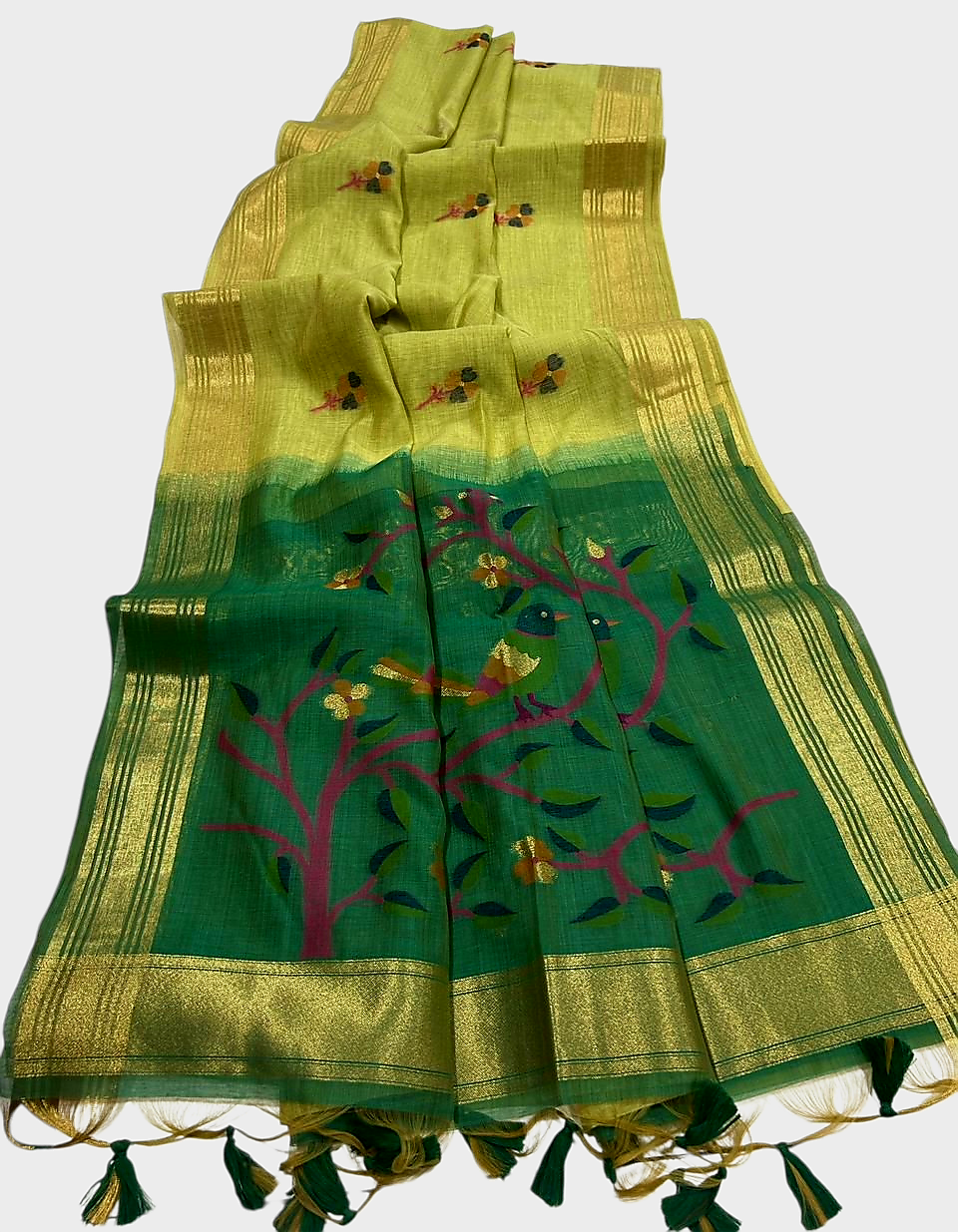 Soft Muga Cotton saree with Jamdani pallu