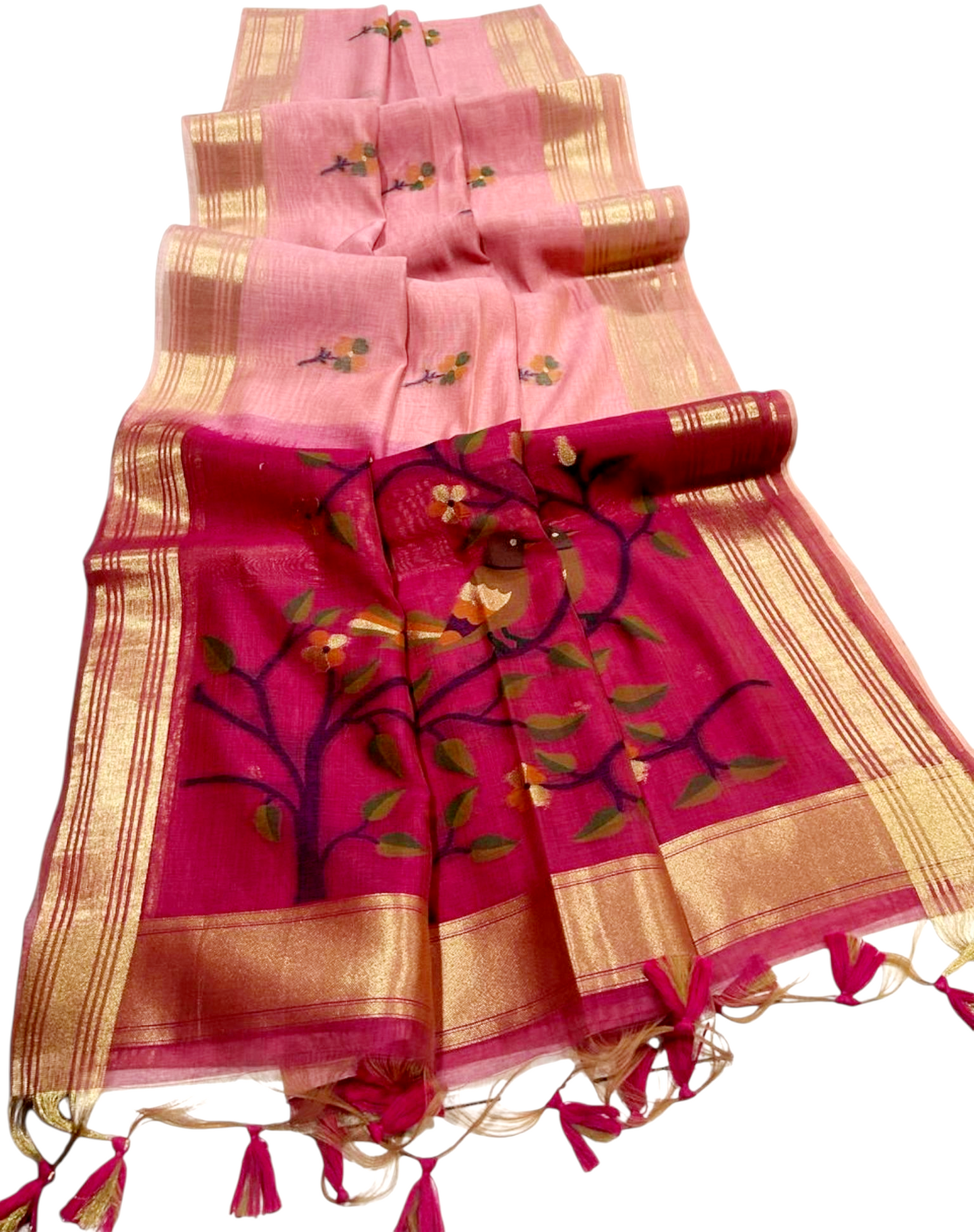 Soft Muga Cotton saree with Jamdani pallu