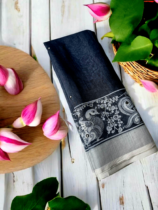 Beautiful soft Linen silk saree