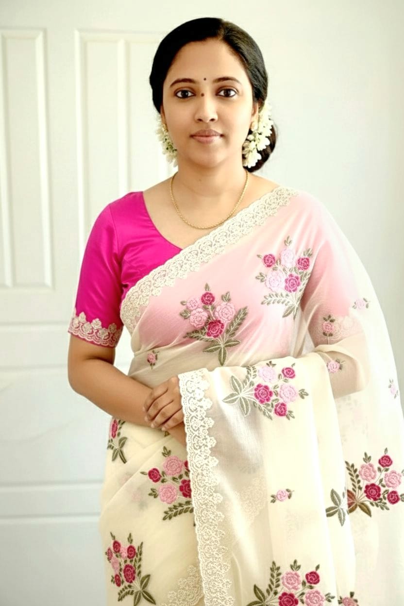 Pure bember crushed Saree with blouse material